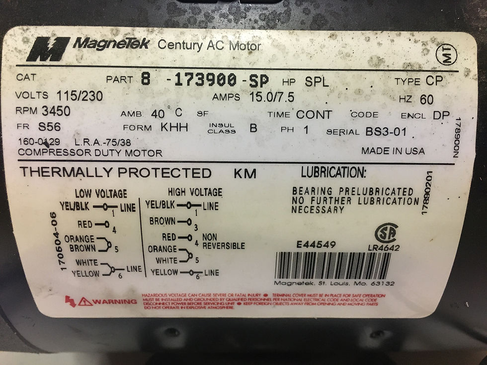 Thumbnail: Compressor-Duty 2HP 3450RPM 115/230V 1PH motor with pulley