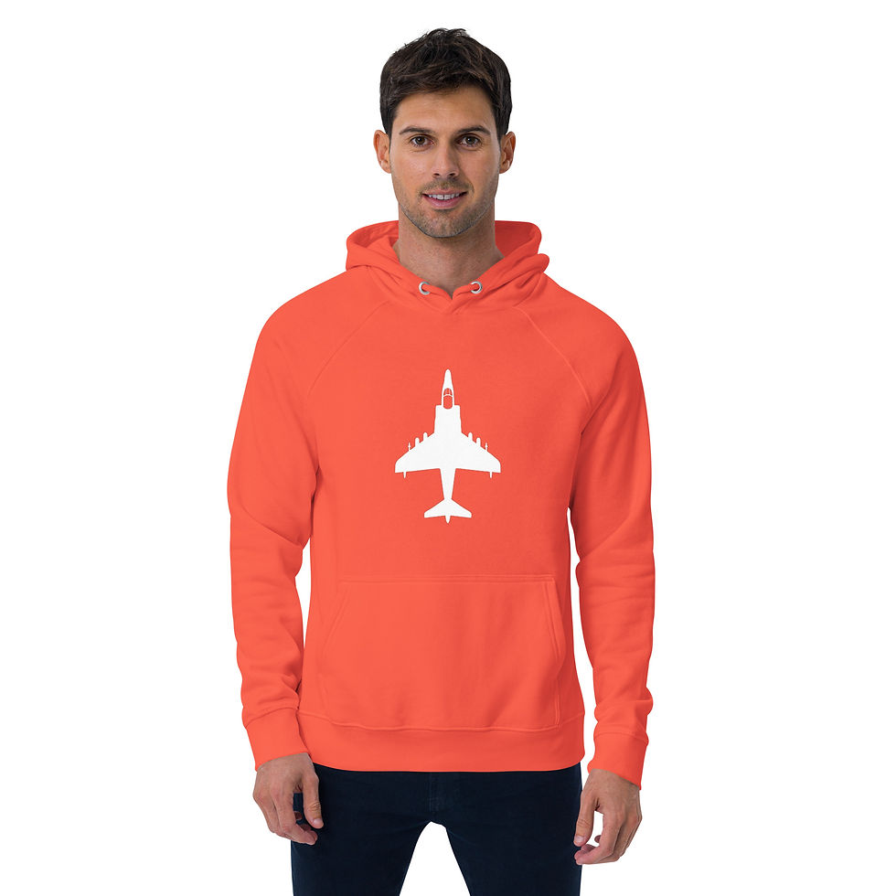 Thumbnail: AV-8B Harrier - Unisex Eco Raglan Hoodie (White)