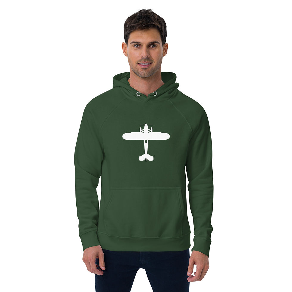 Thumbnail: J-3 Cub - Unisex Eco Raglan Hoodie (White)
