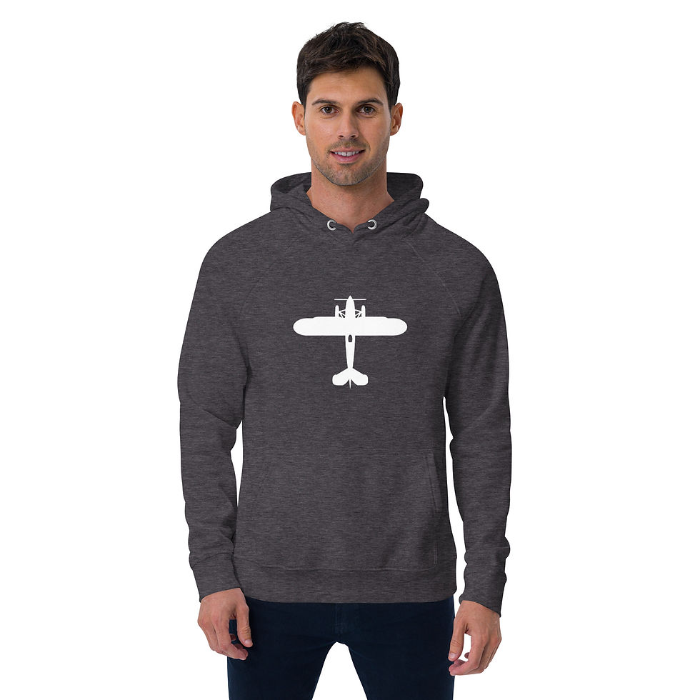 Thumbnail: J-3 Cub - Unisex Eco Raglan Hoodie (White)