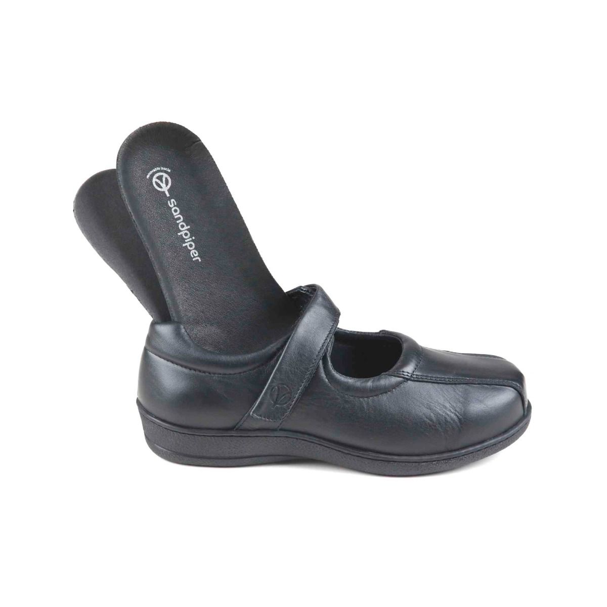Zinder Ladies Ultra-Wide Mary-Jane Shoe by Sandpiper, available from Fen Mobility Centre