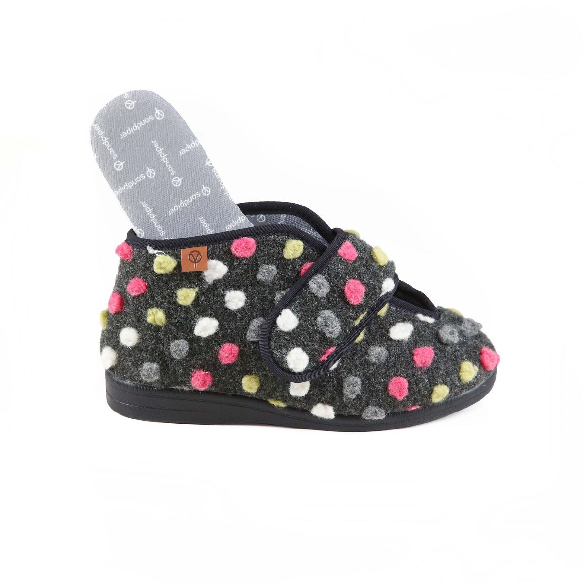 Vera Ladies Extra-Wide Bootie Slipper by Sandpiper, available from Fen Mobility Centre