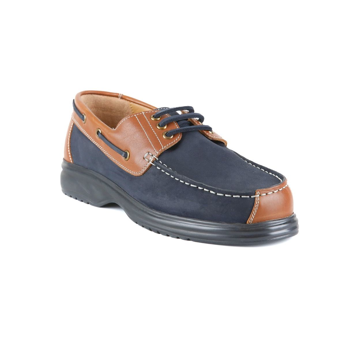 Percy Men’s Extra-Wide Lace-up Deck Shoe by Sandpiper, available from Fen Mobility Centre