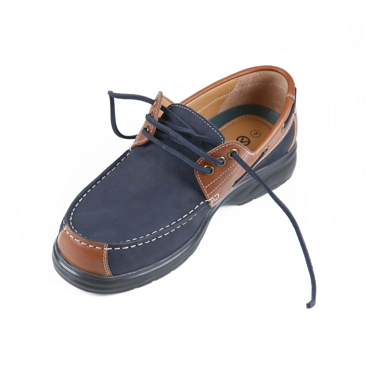 Percy Men’s Extra-Wide Lace-up Deck Shoe by Sandpiper, available from Fen Mobility Centre