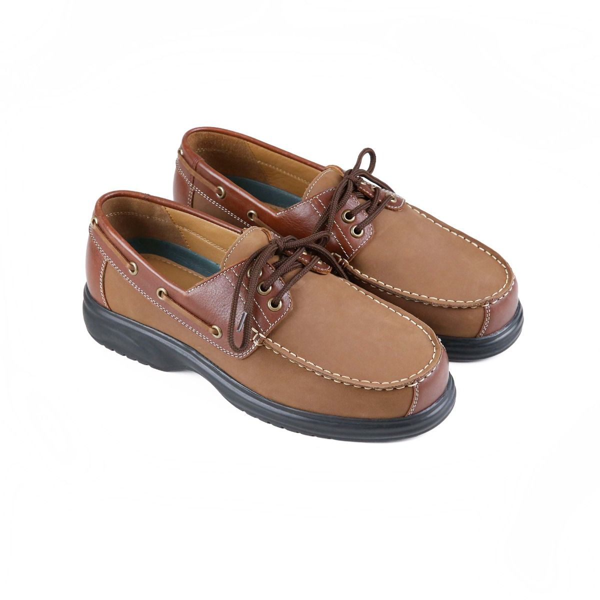 Percy Men’s Extra-Wide Lace-up Deck Shoe by Sandpiper, available from Fen Mobility Centre