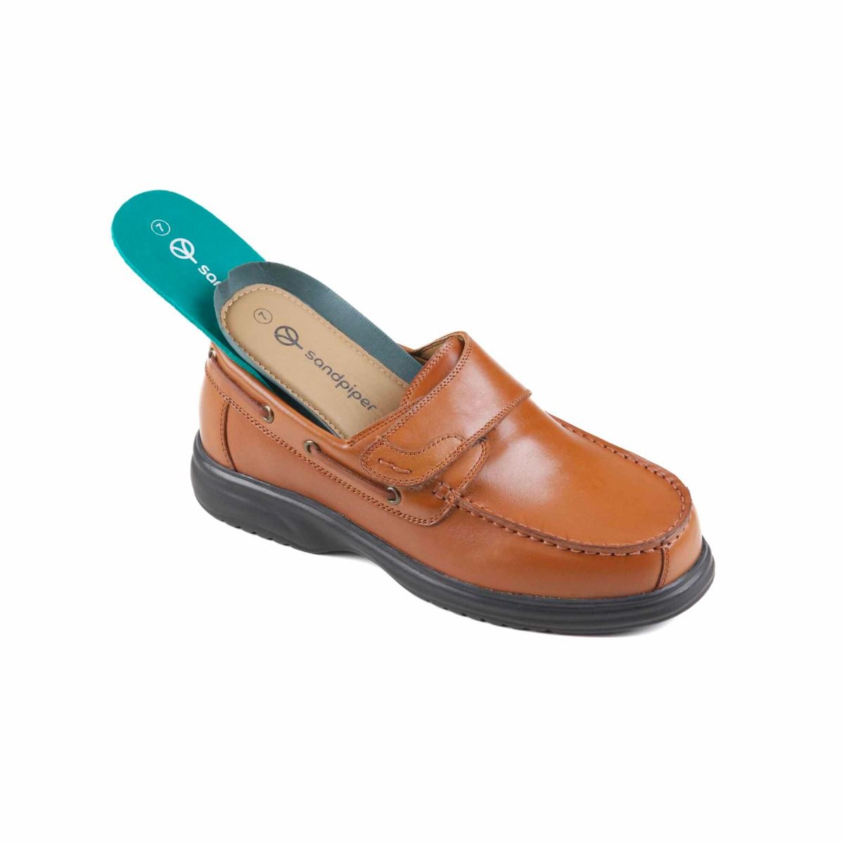 Tully Men’s Extra-Wide Touch Fastening Deck Shoe by Sandpiper, available from Fen Mobility Centre
