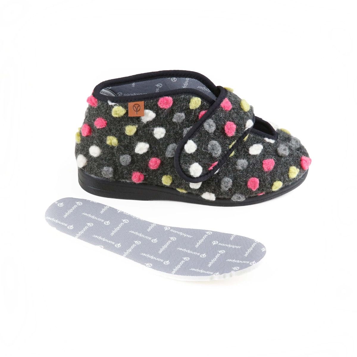 Vera Ladies Extra-Wide Bootie Slipper by Sandpiper, available from Fen Mobility Centre