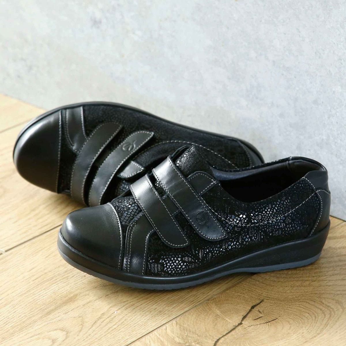 Fargo Ladies Extra-Wide Twin-Strap Shoe by Sandpiper, available from Fen Mobility Centre