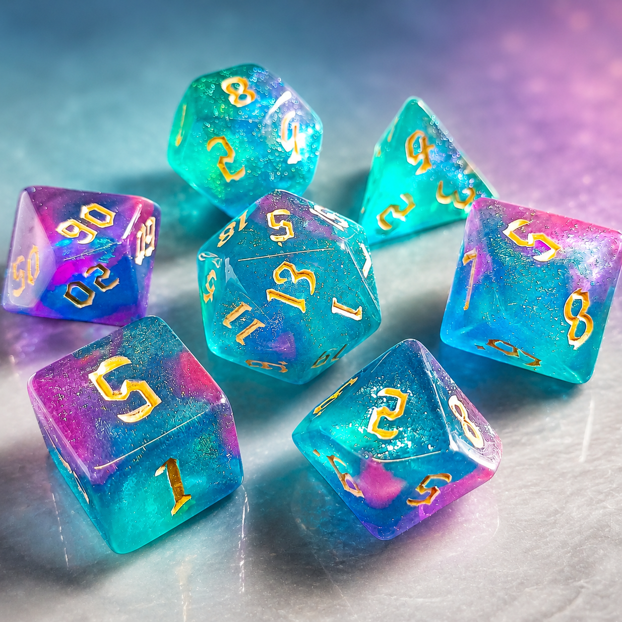 Mermaid’s Treasure Resin Dice Set