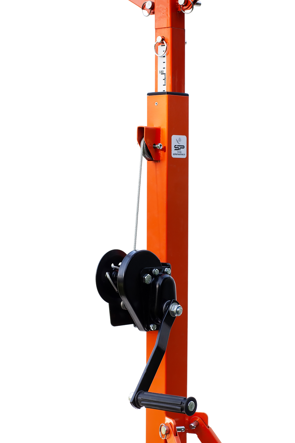 Spike Machine height adjustment system with winch