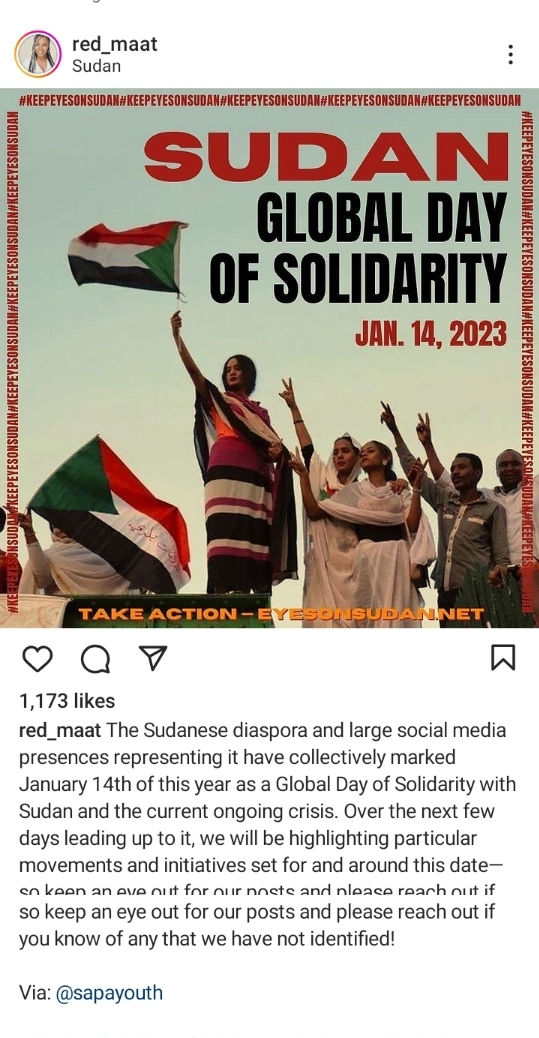 Sudan Global Day of Solidarity, January 14th 2024