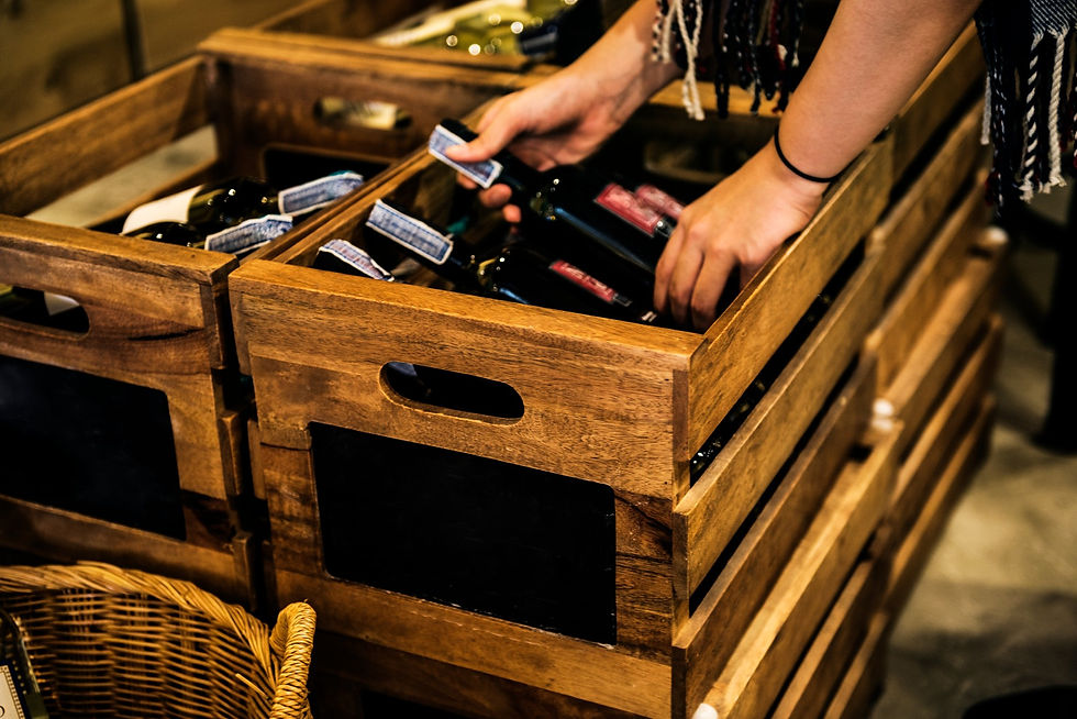 Wine bottles in wooden boxes in Miami