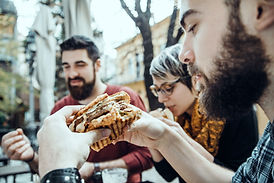 Friends in Fast Food Restaurant