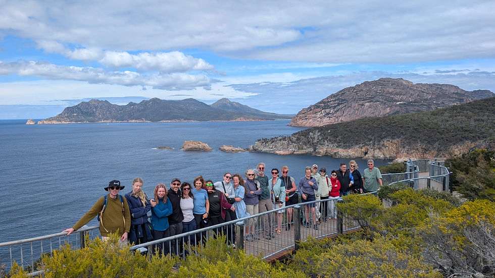 Our group along the lighthouse walkway!