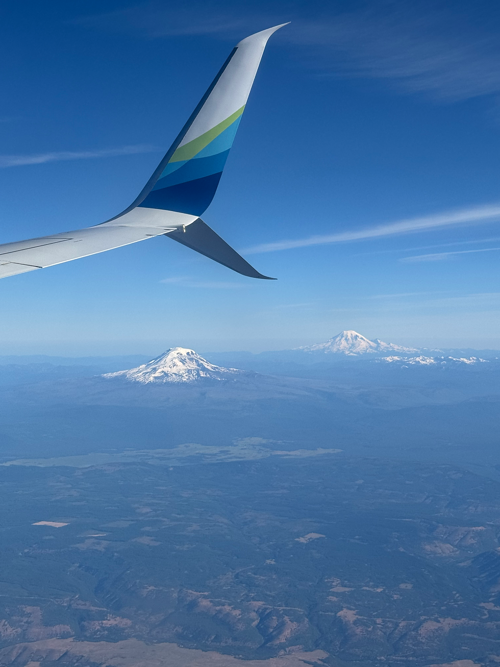 Mt. Adams and Mt. Rainier from the window seat!