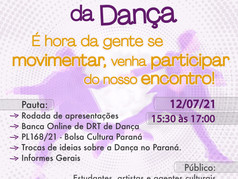 Coordenadoria de Dança do SATED PR promove bate-papo nesta segunda-feira dia 12