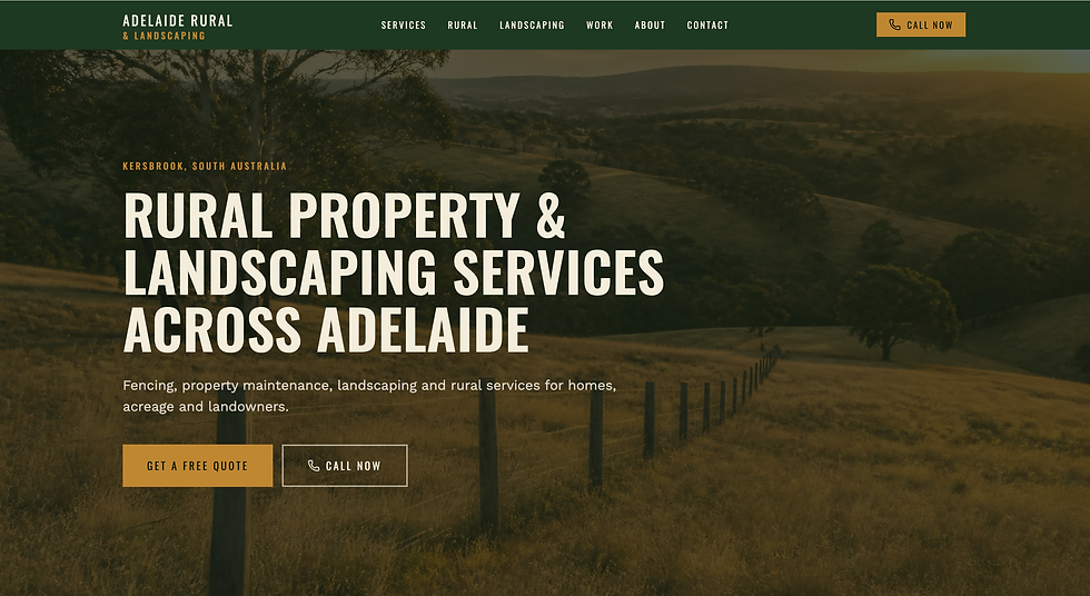 Adelaide Rural & Landscaping website concept