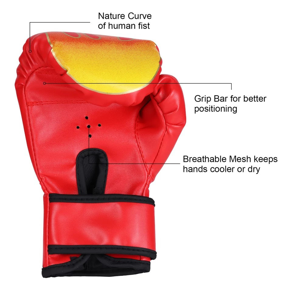 Thumbnail: Kids Boxing Gloves Children Punching Training Sparring Comfortable Adjustable Fi