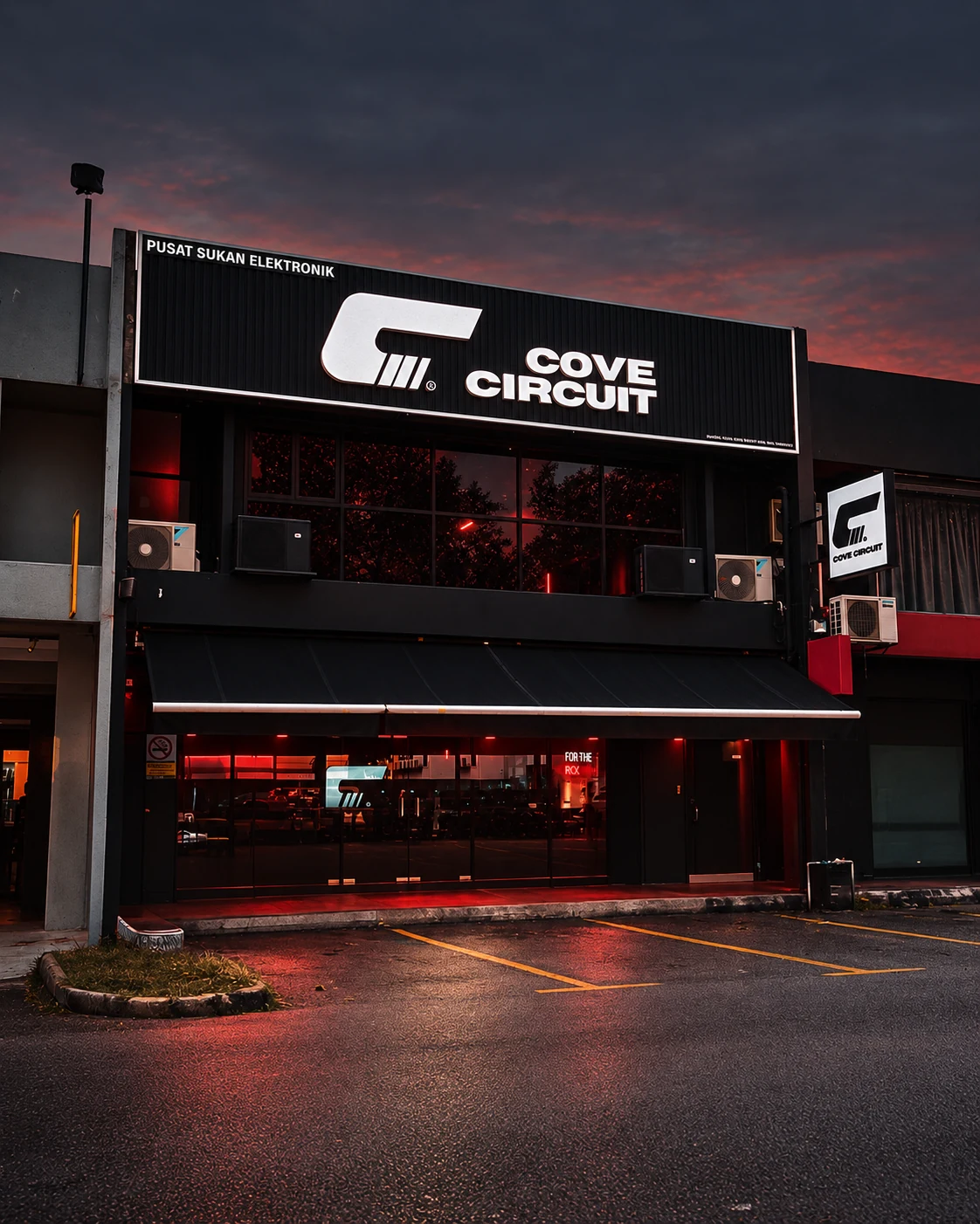 Bandar Sunway shoplot exterior with Cove Circuit signage