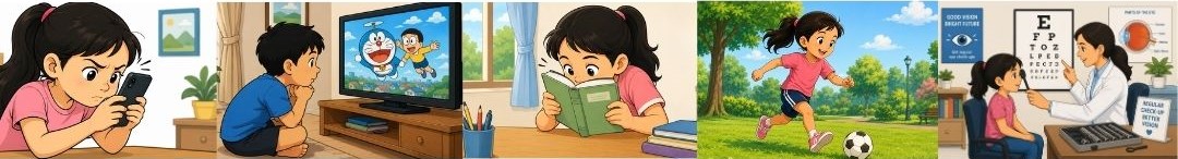 Image illustrating signs that indicate a child may need an eye examination.