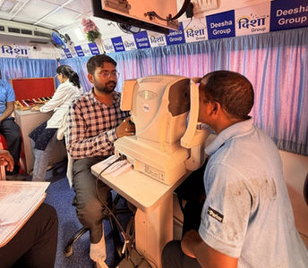 Team during eye screening