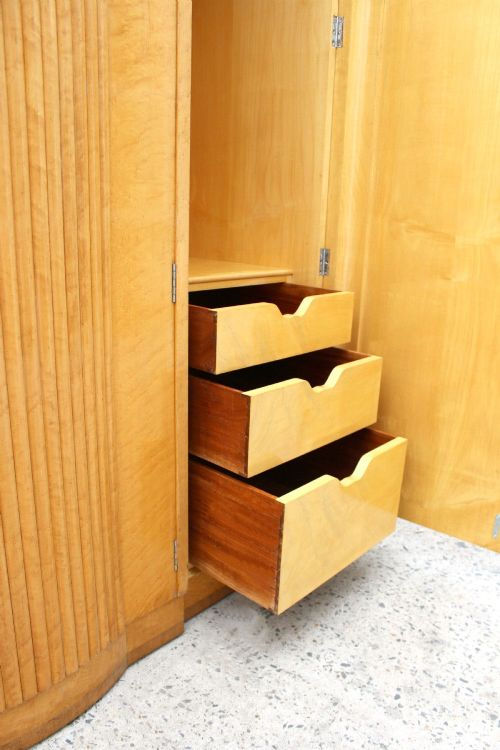 Thumbnail: Art Deco Epstein  Birds Eye Maple Triple, 3 door Wardrobe c1930