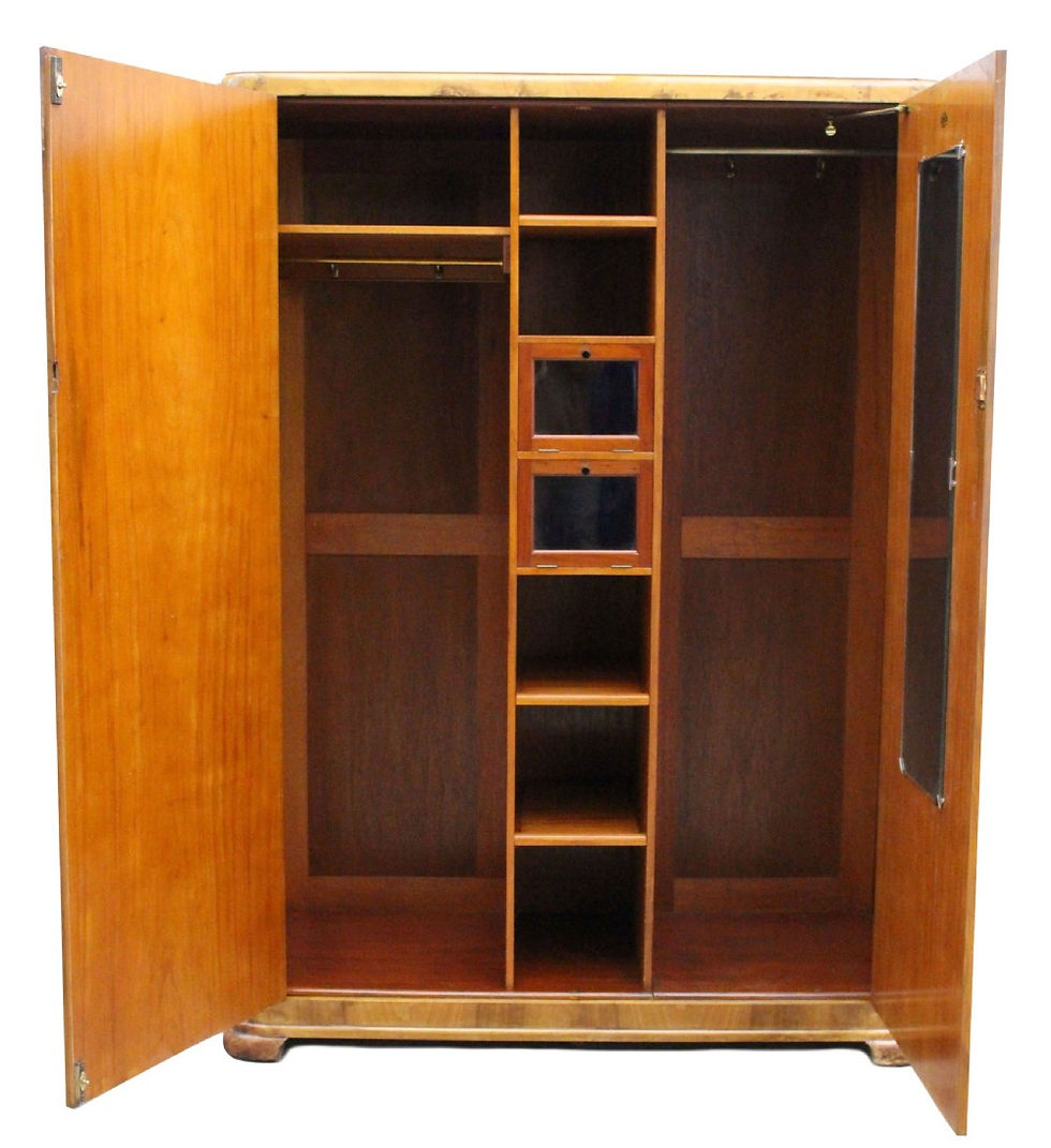 Thumbnail: Art Deco Large Impressive Burr Walnut Two Door Wardrobe, c1930