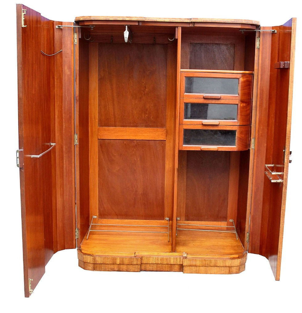 Thumbnail: Art Deco High Quality Walnut Double Wardrobe, c1930
