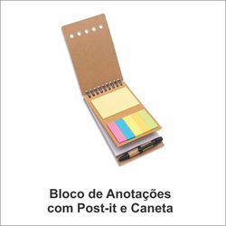 Bloco com post-it e caneta