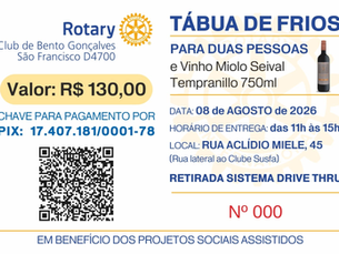 Rotary Club BG São Francisco promove drive-thru solidário com vinho e tábua de frios em Bento Gonçalves