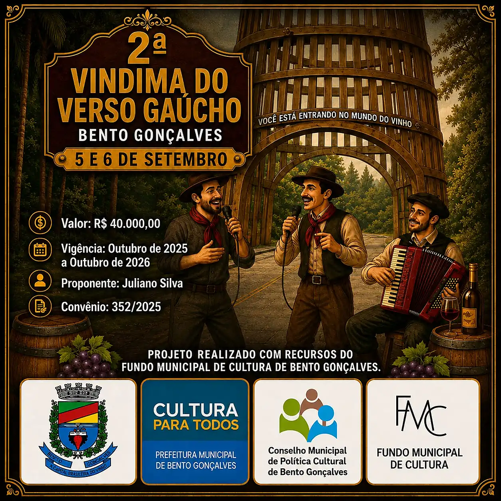 2ª Vindima do Verso Gaúcho irá contar com mais de 50 trovadores