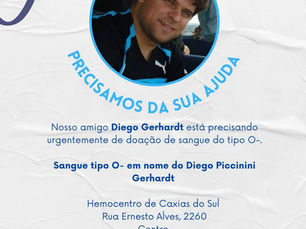 Após acidente na BR-470, família pede doações de sangue para Diego Gerhardt