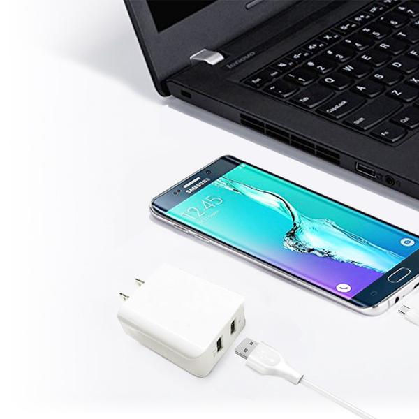 Thumbnail: Esoulk 12W 2.4A Dual USB Travel Wall Charger With 5FT Type-C Charging Cable