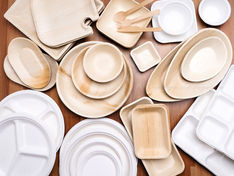 Catalogue Style E-Commerce Photography of areca and sugar cane products group shot