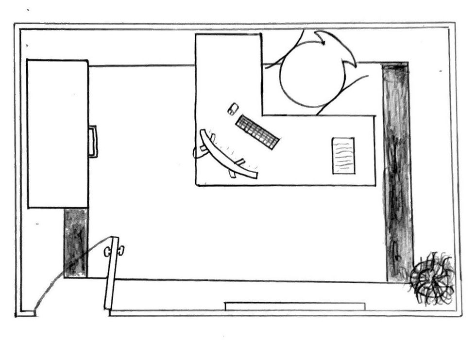 Architectural floor plan of a compact office layout.