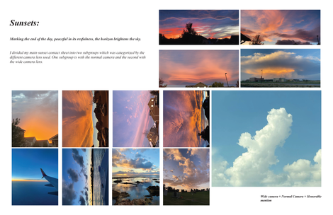 Curated sunset photographs organized by composition and camera perspective.