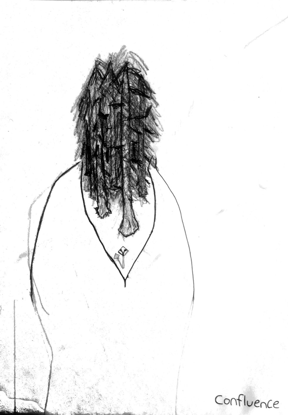 Conceptual figure drawing with a tree emerging from the subject's head.