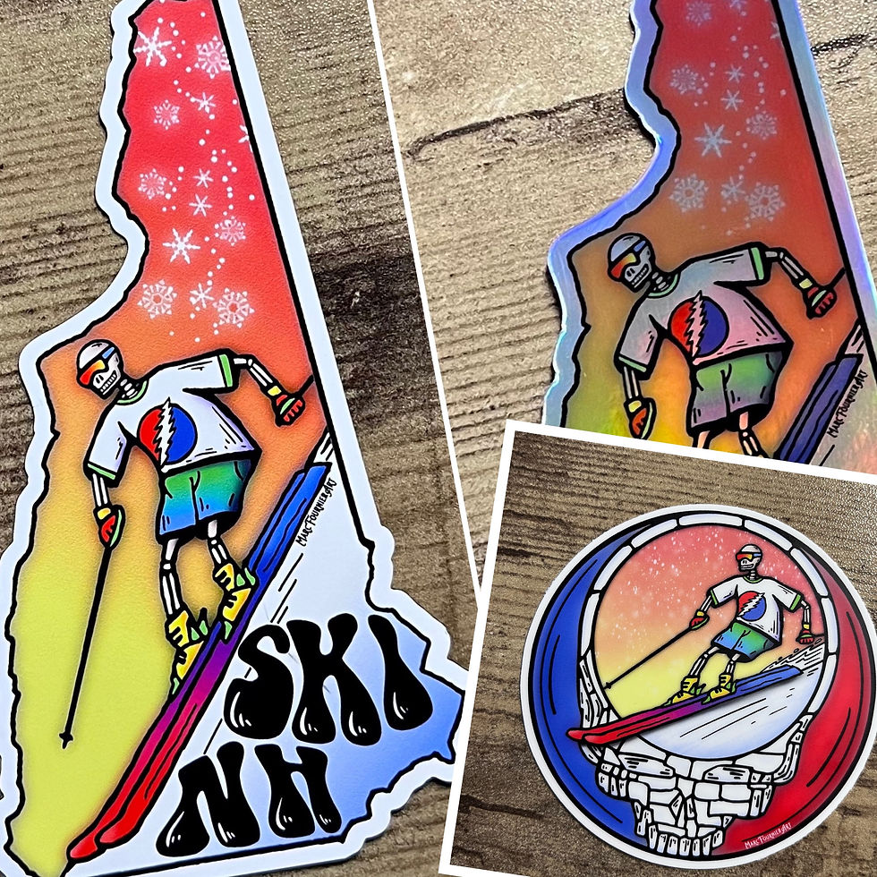 Skeleton Dead Skier Stickers & Magnets