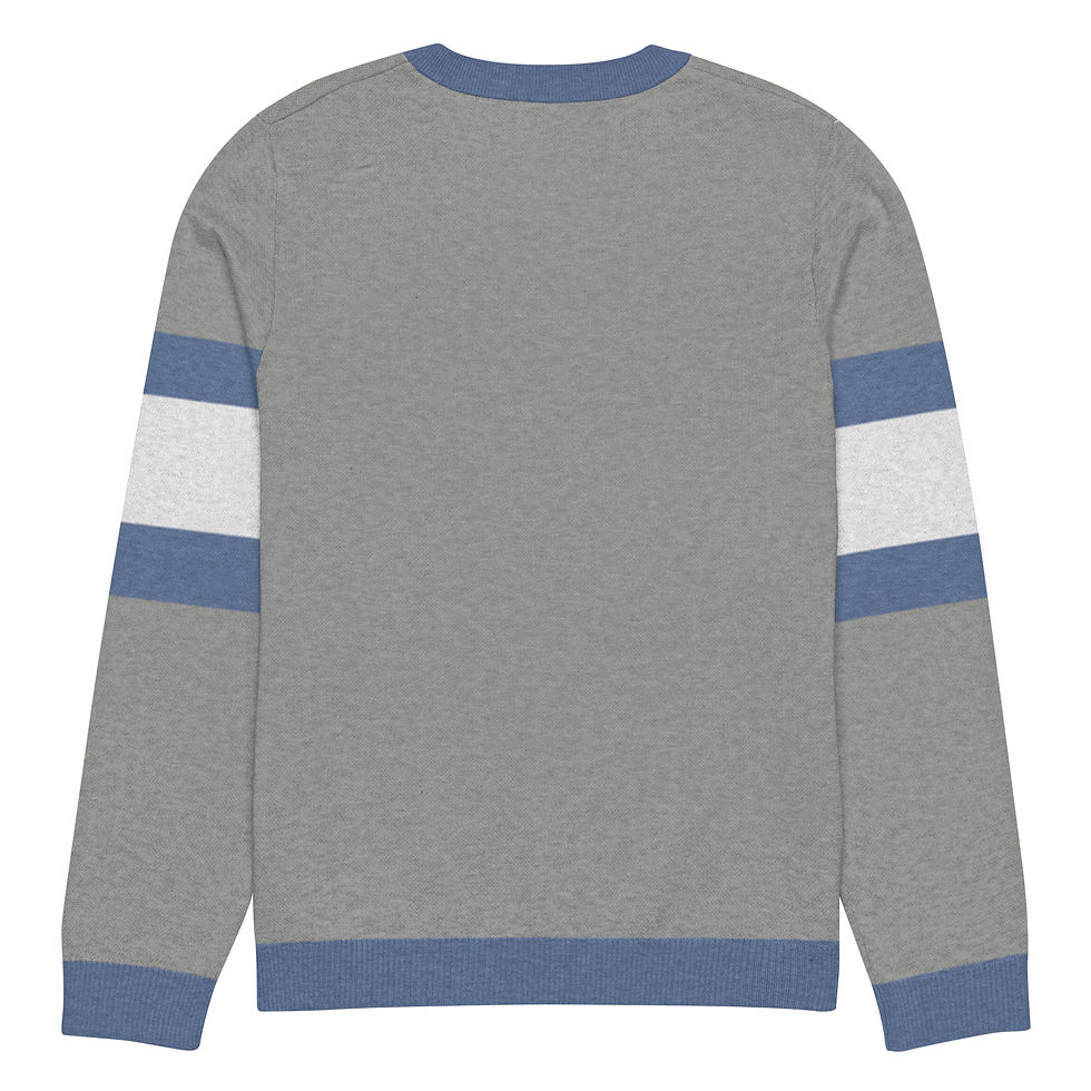 Thumbnail: 603 NH Grey and Blue Knitted Crew Neck Sweater