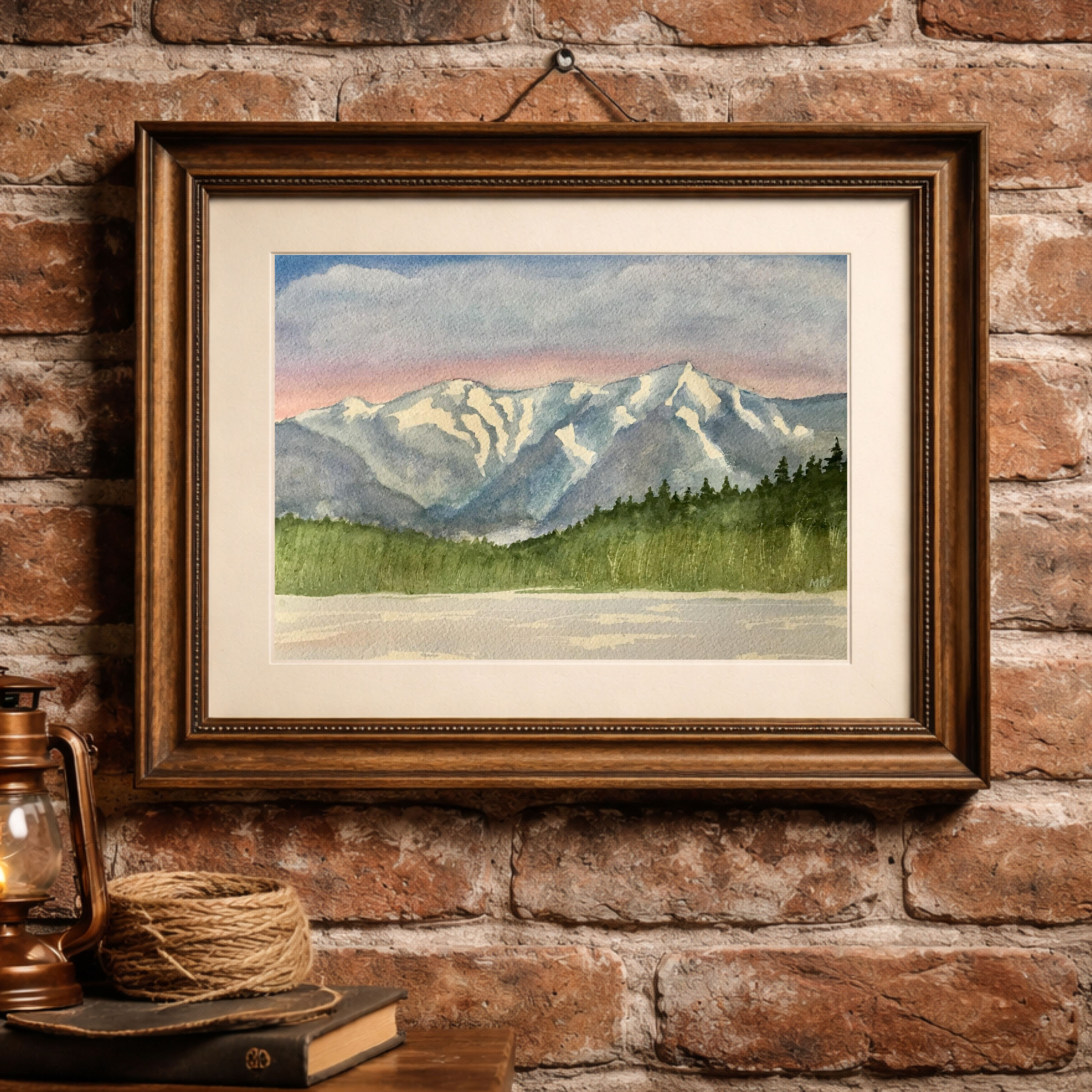 Franconia Ridge from Lonesome Lake - NH Landscape Watercolor Art Print