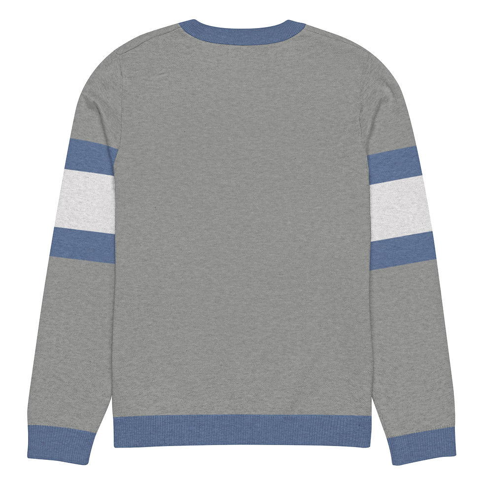 Thumbnail: 603 NH Grey and Blue Knitted Crew Neck Sweater