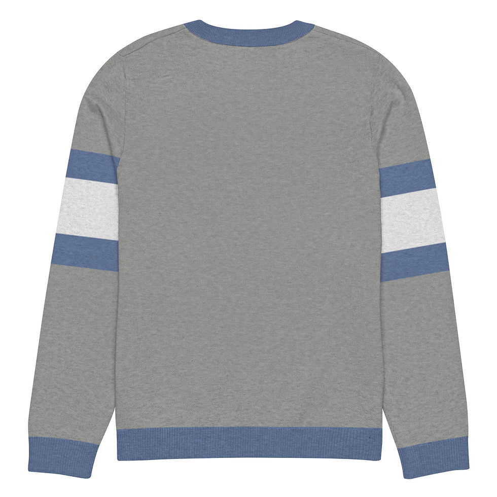 Thumbnail: 603 NH Grey and Blue Knitted Crew Neck Sweater