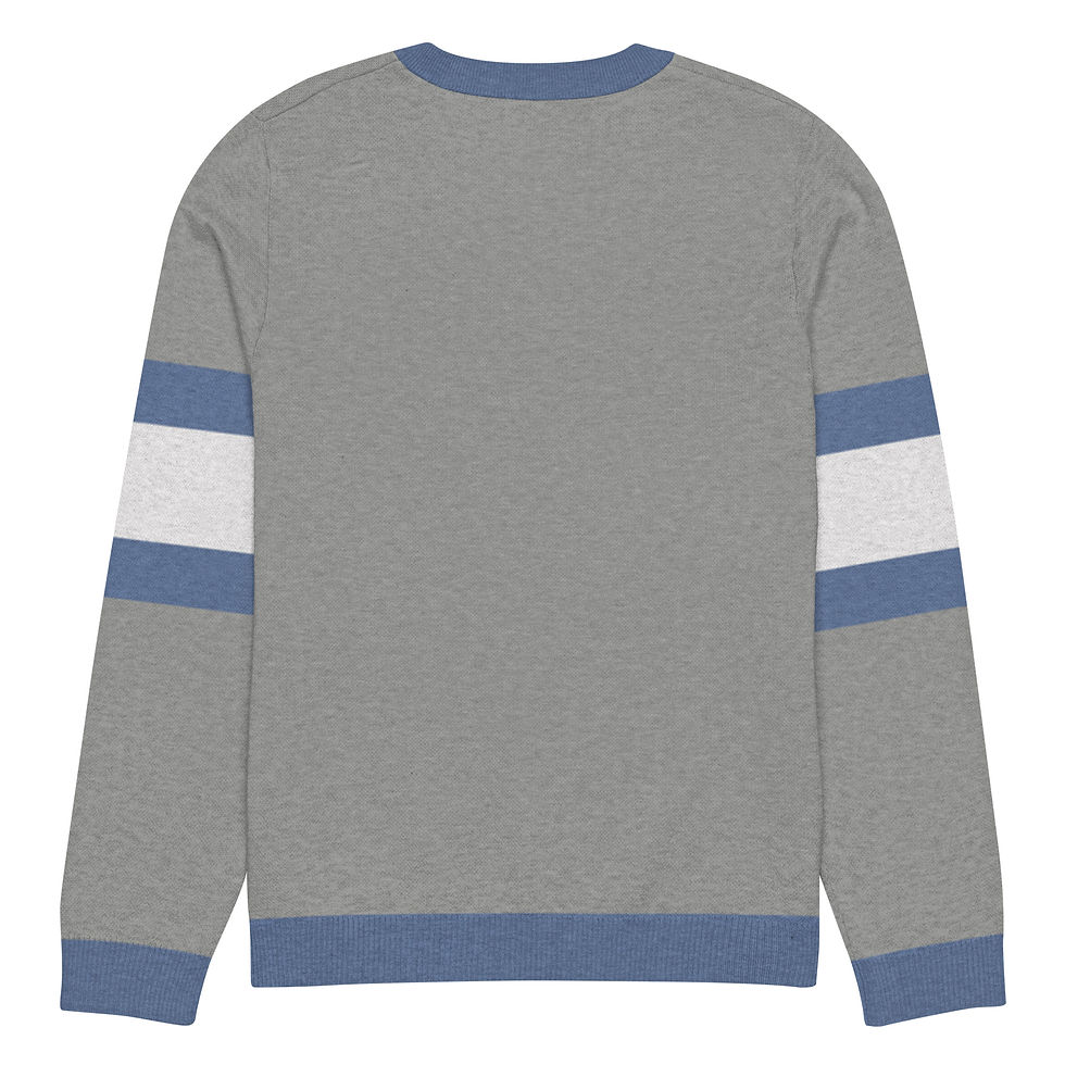 Thumbnail: 603 NH Grey and Blue Knitted Crew Neck Sweater