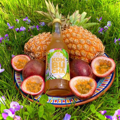 Création graphique étiquette kombucha - L'eau à la bouche - Ananas-Passion 1