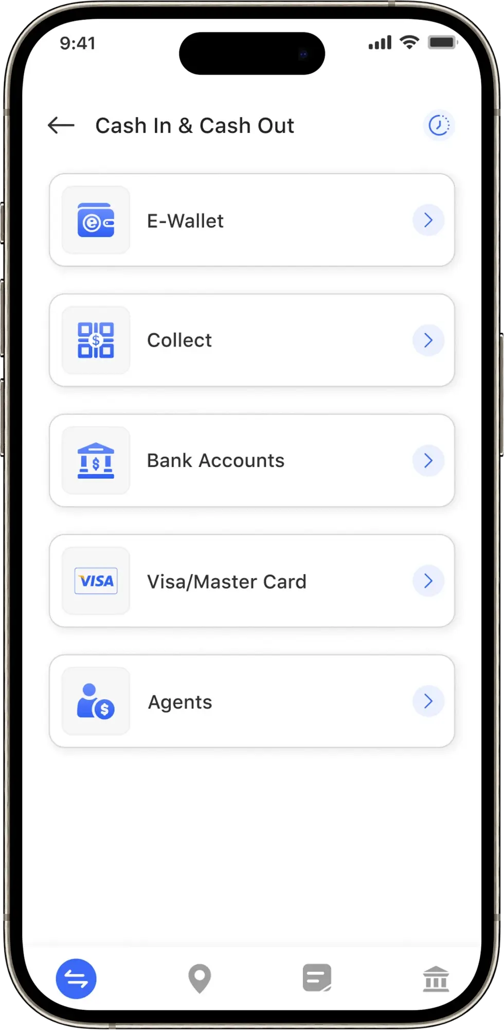 Fintech wallet app with payment methods overview dashboard