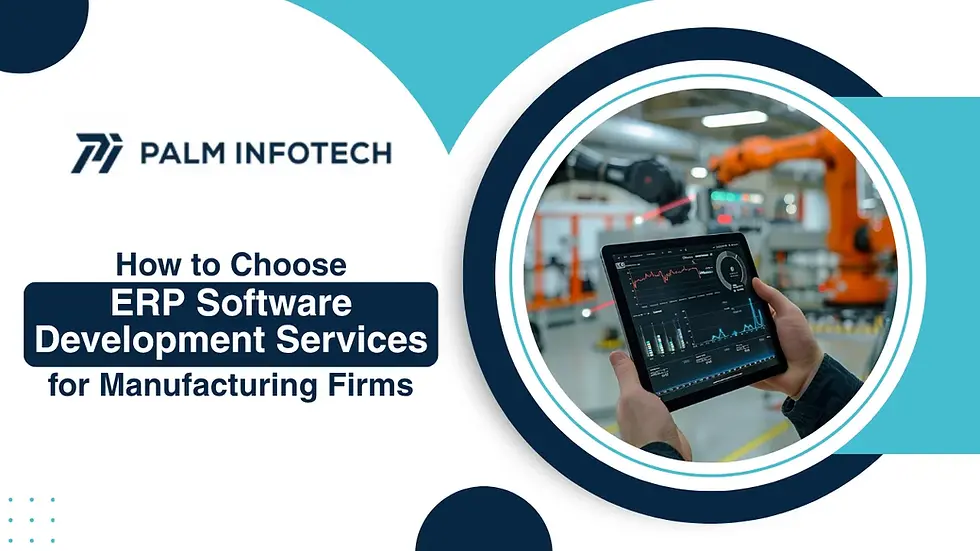 Custom ERP software dashboard on tablet for manufacturing operations