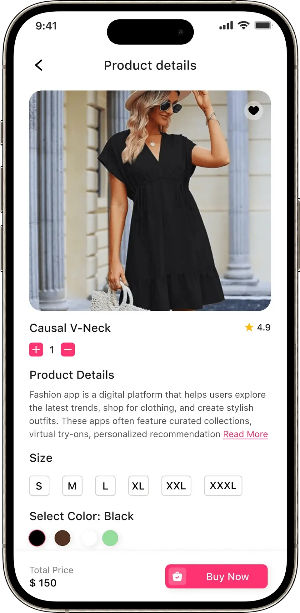 Marketplace app with product detail view buy now CTA