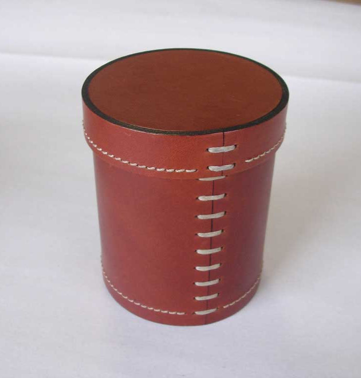 Deri Silindir Kutu Kalemlik