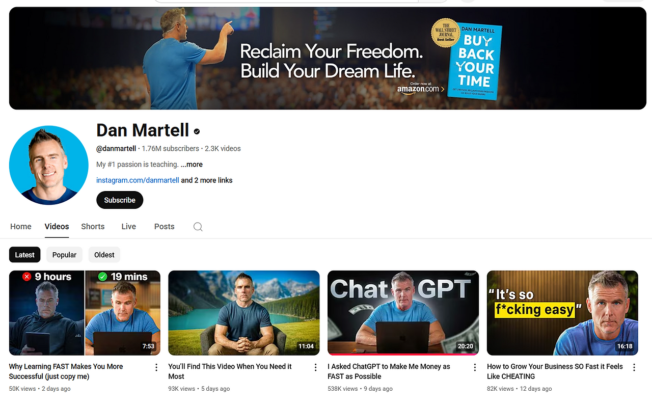 Dan Martell's YouTube channel