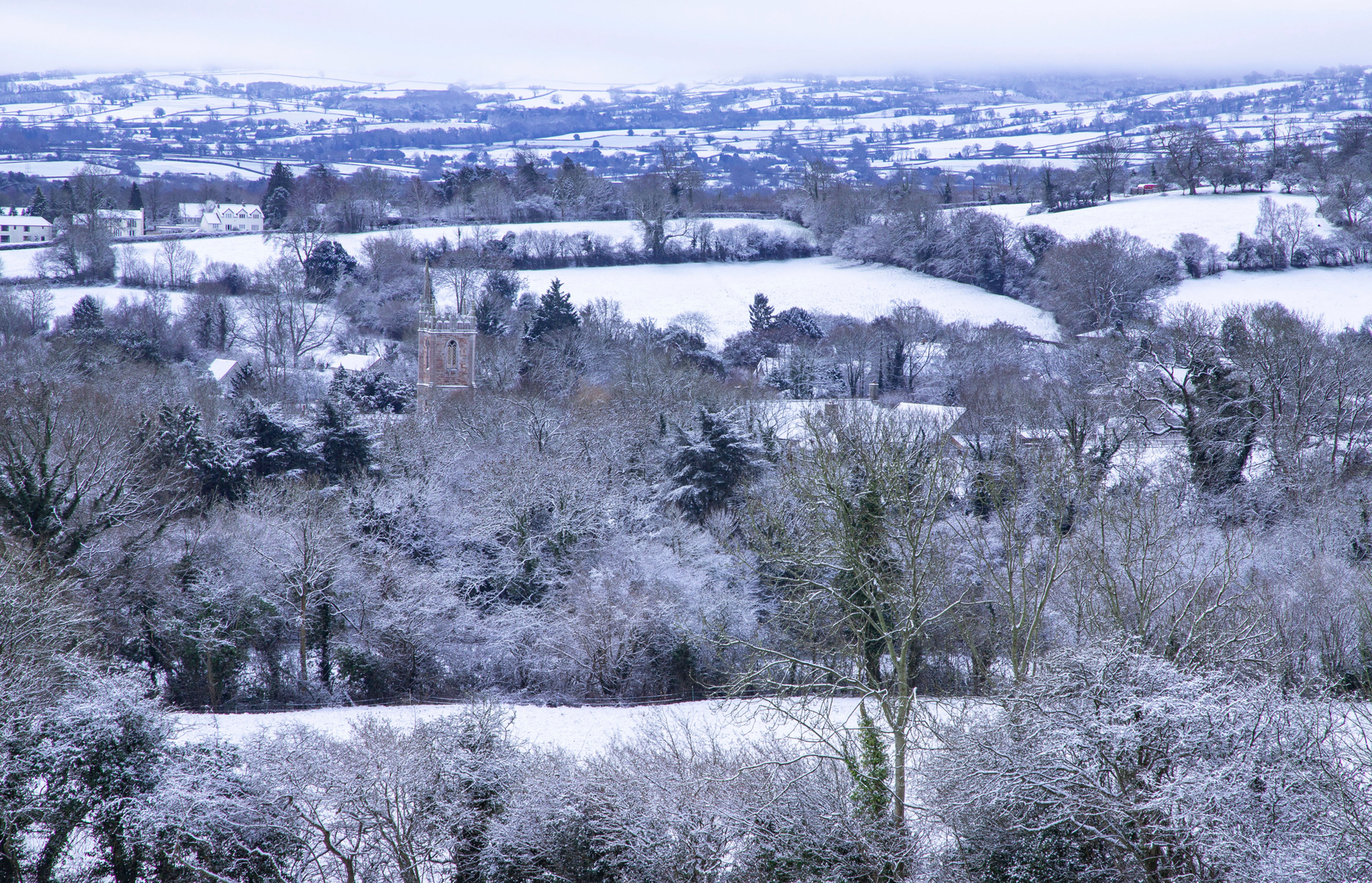 Snowy St. Andrew's Church, Chew Stoke